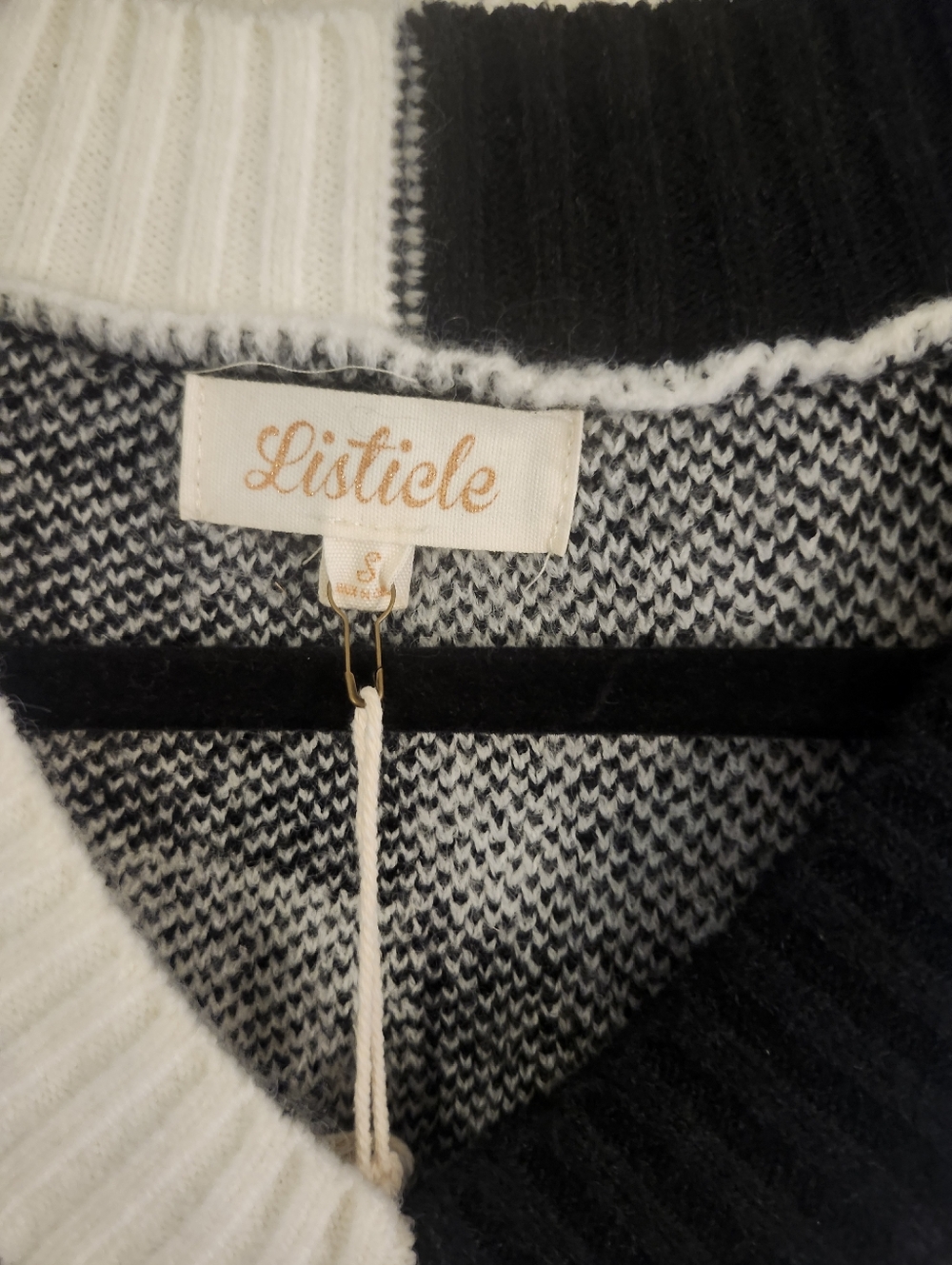 🏁NWT Listicle "Check Me Out😘Sweater Vest" Blk🖤&Wht🤍Check🏁 Small • Oversized - Picture 4 of 12